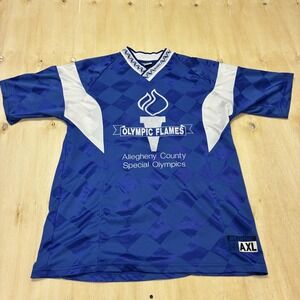 Allegheny Special Olympics Olympic Flames Jersey Mens XL Blue Soccer Atomic